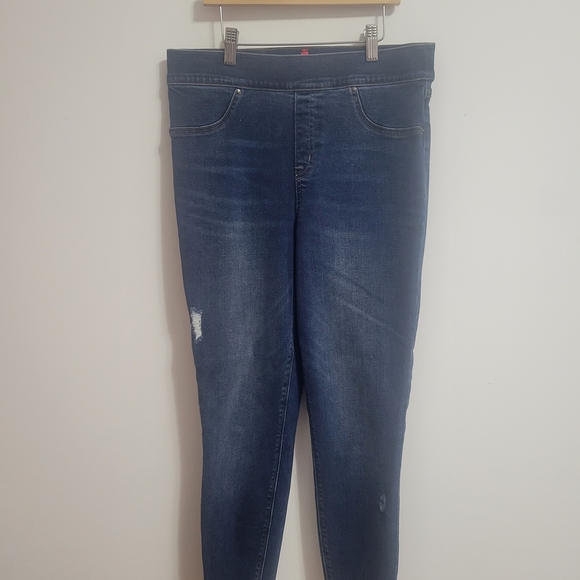 SPANX Denim - Womens Spanx Distressed Denim Legging Size Large